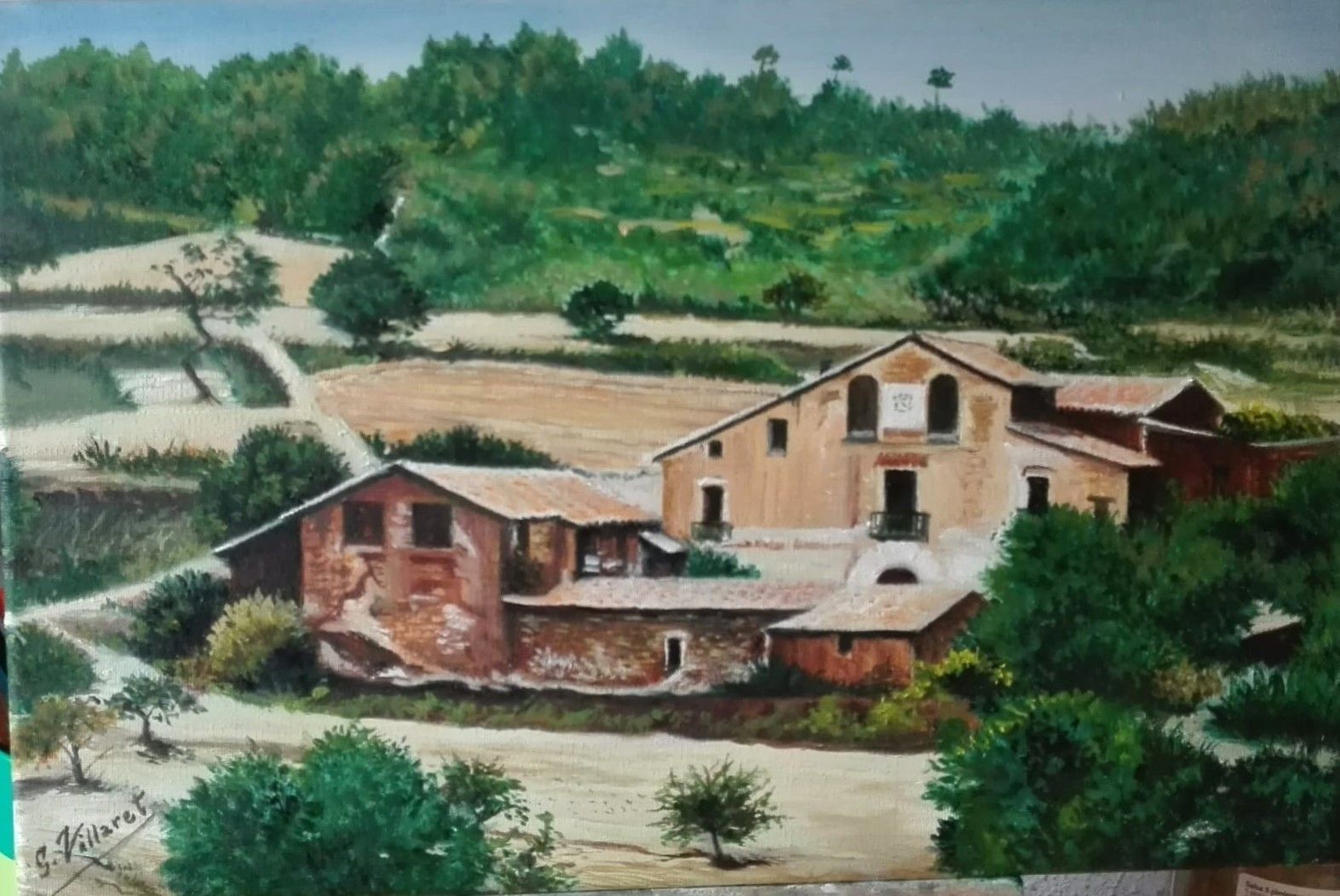 La desapareguda masia de can Barceló. FOTO: pintura de Guadalupe Villaret La desapareguda masia de can Barceló. FOTO: pintura de Guadalupe Villaret
