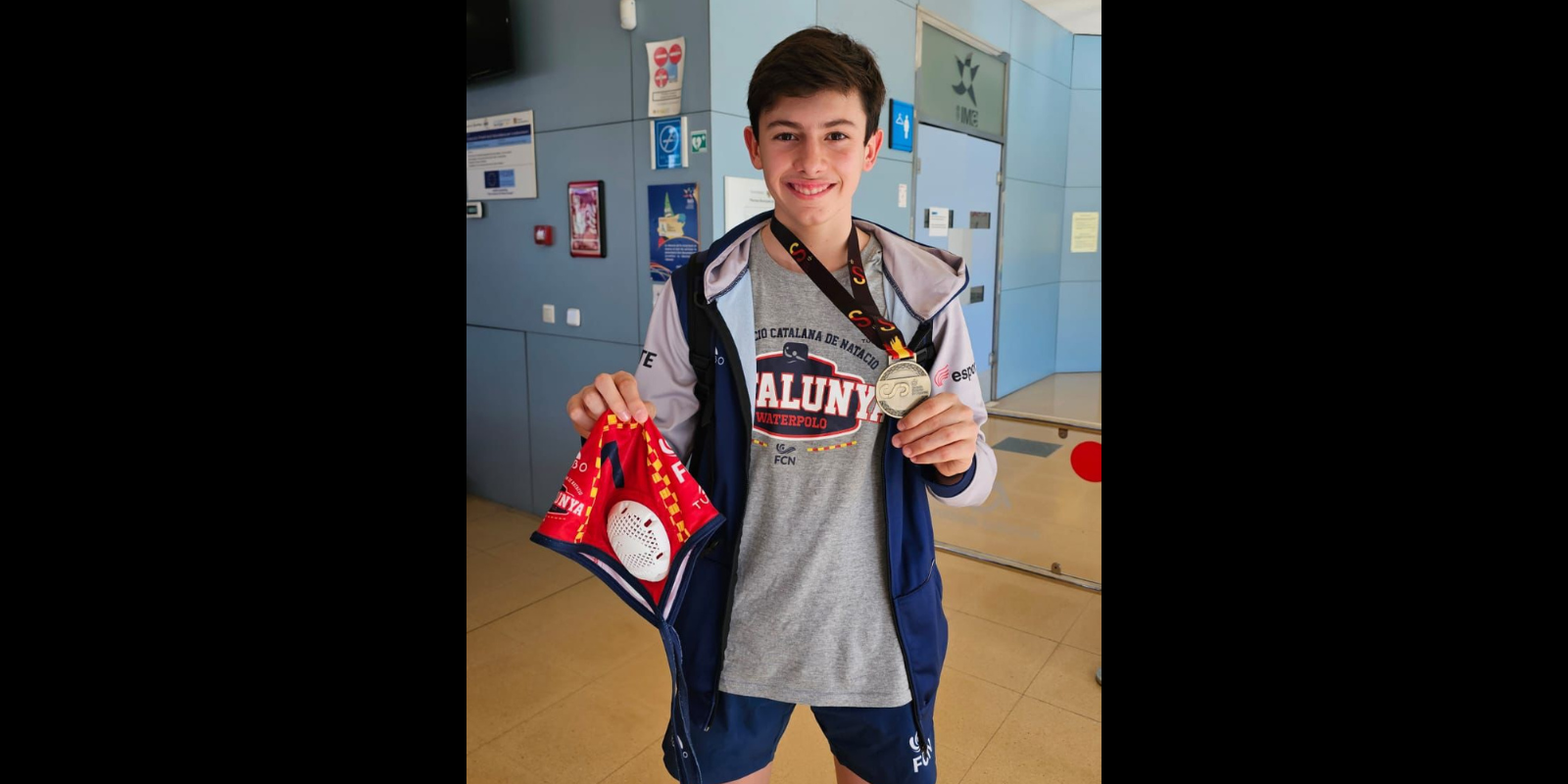 Pol Roldán, del CN Rubí, Campió d'Espanya de waterpolo amb la selecció catalana infantil. FOTO: Cedida