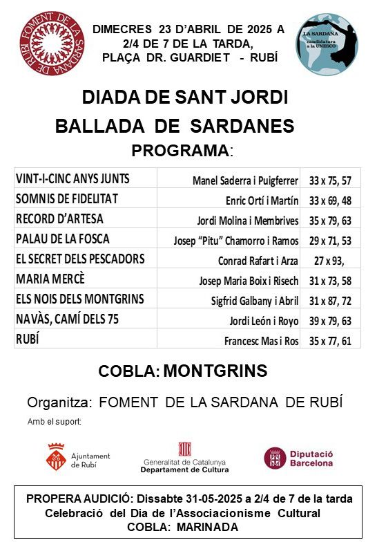 Ballada de sardanes per Sant Jordi