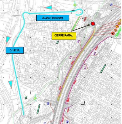 Itinerari alternatiu proposat mentre duri el tall del ramal d'incorporació a la B-30 FOTO: Ministeri de Transports Itinerari alternatiu proposat mentre duri el tall del ramal d'incorporació a la B-30 FOTO: Ministeri de Transports