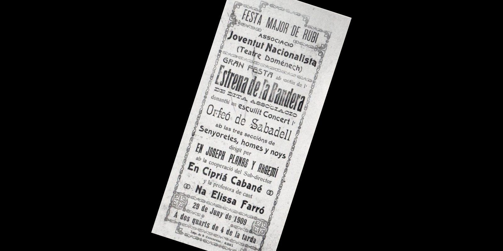 Un programa de la Festa Major de Rubí del 1909 FOTO: Arxiu de l'imprempta Casanovas