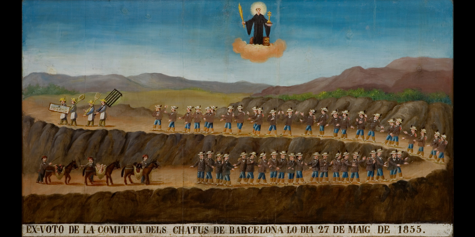 La romeria d’una colla de xatos de Barcelona a Sant Muç, 1855. FOTO: Arxiu de la fundació Museu-Biblioteca de Rubí