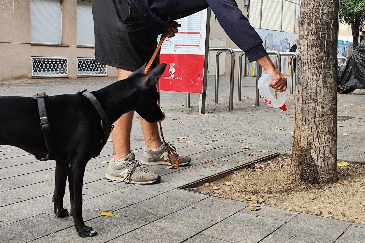 Es tornen a repartir ampolles per esbandir els orins dels gossos, aquest cop a Les Torres. FOTO: Ajuntament de Rubí