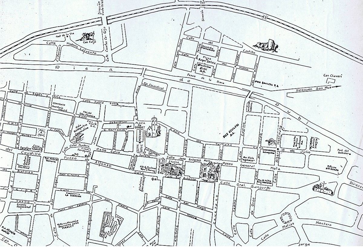 Plànol-guia de Rubí de 1961, de la Imprempta Pallarols FOTO: Arxiu Pallarols