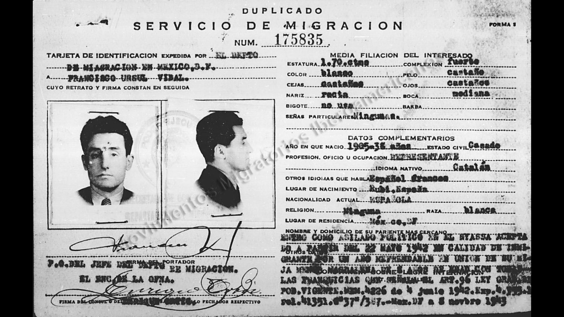 Francesc Úrsul, exiliat catalanista a Mèxic, 1943