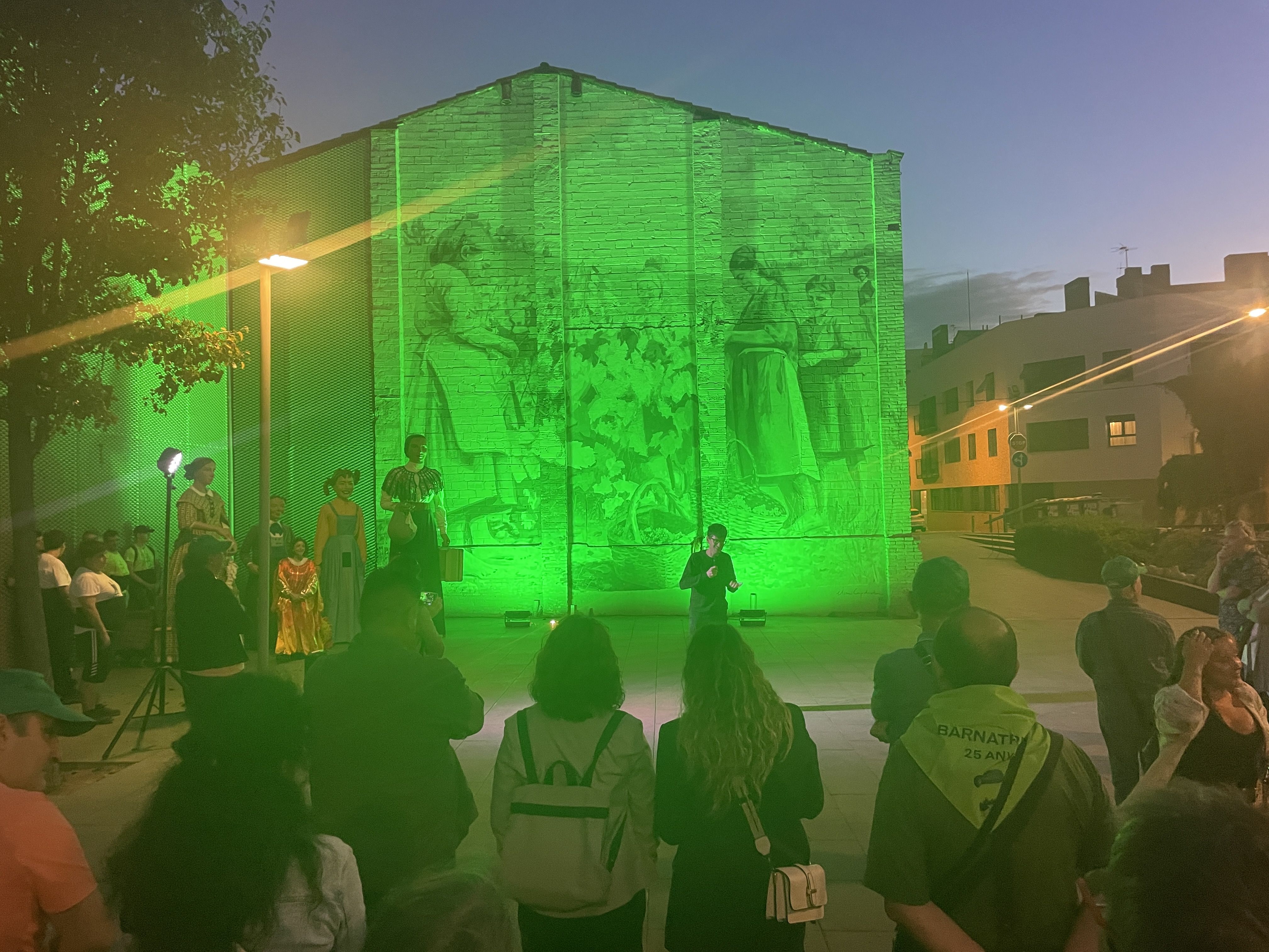 Façanes il·luminades de verd pel Dia de la Salut Mental, on s'ha donat a conèixer el projecte Camins de Vida FOTO: Marta Casas