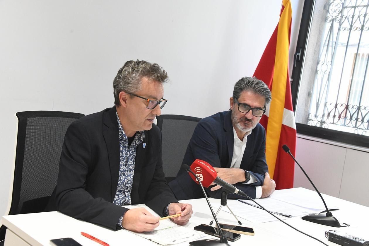 Andrés Medrano Muñoz i Jordi Lacruz Bonet, durant la roda de premsa per presentar el PERTE. FOTO: Ajuntament de Rubí – Localpres