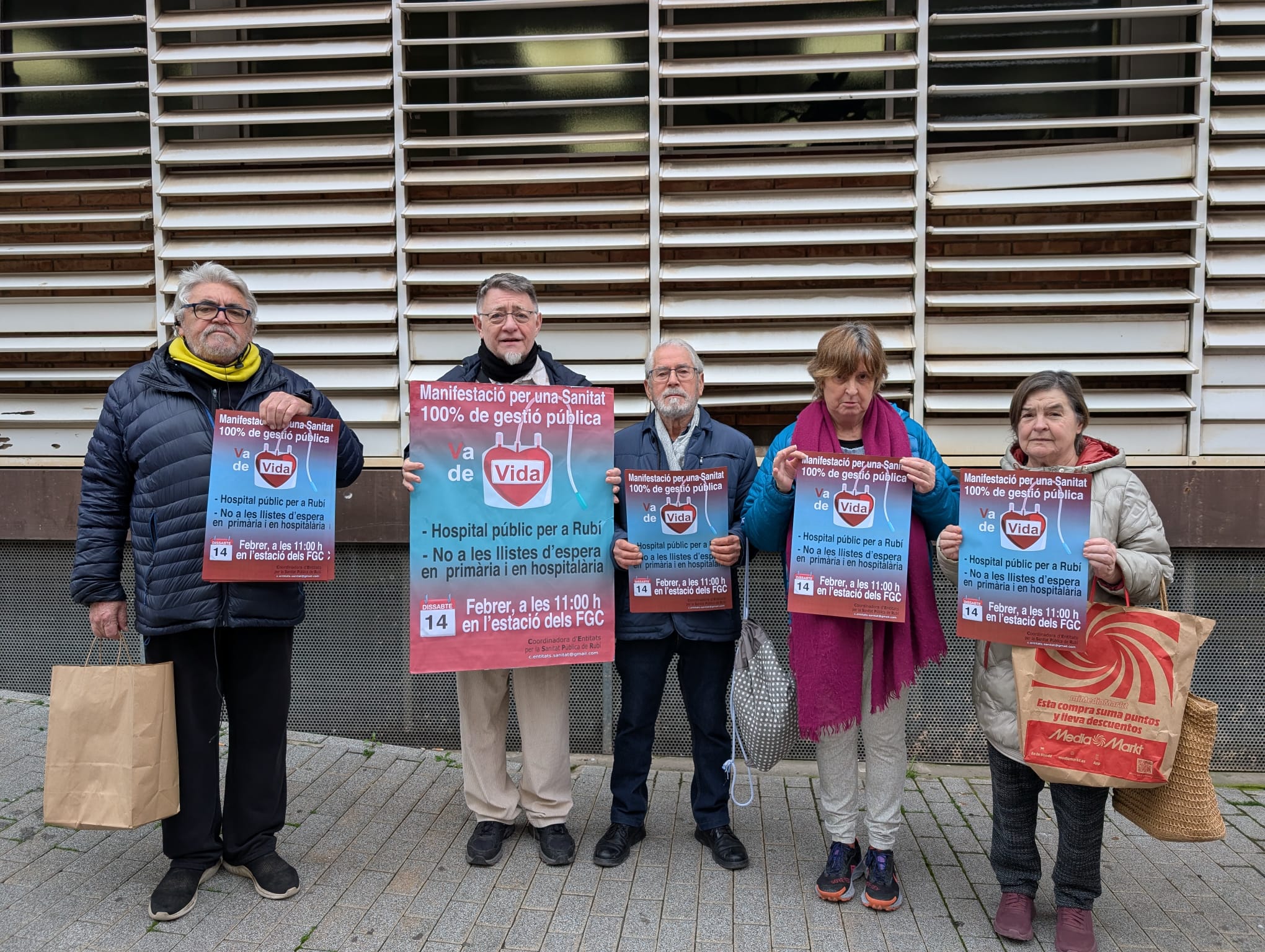 La Coordinadora fa una crida a defensar la salut pública a Rubí el 14 de febrer. FOTO: Redacció TOT Rubí