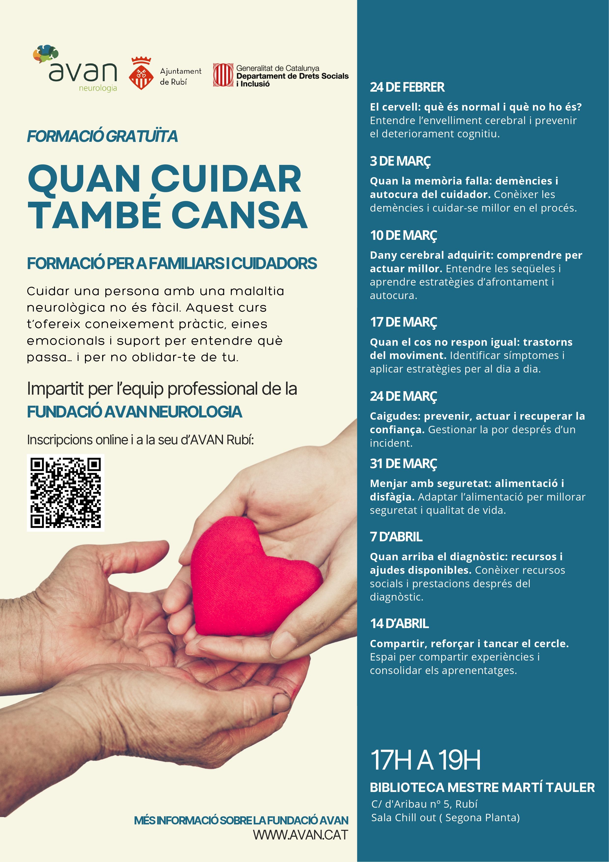 Rubí acull un curs gratuït per a familiars cuidadors a partir del 24 de febrer