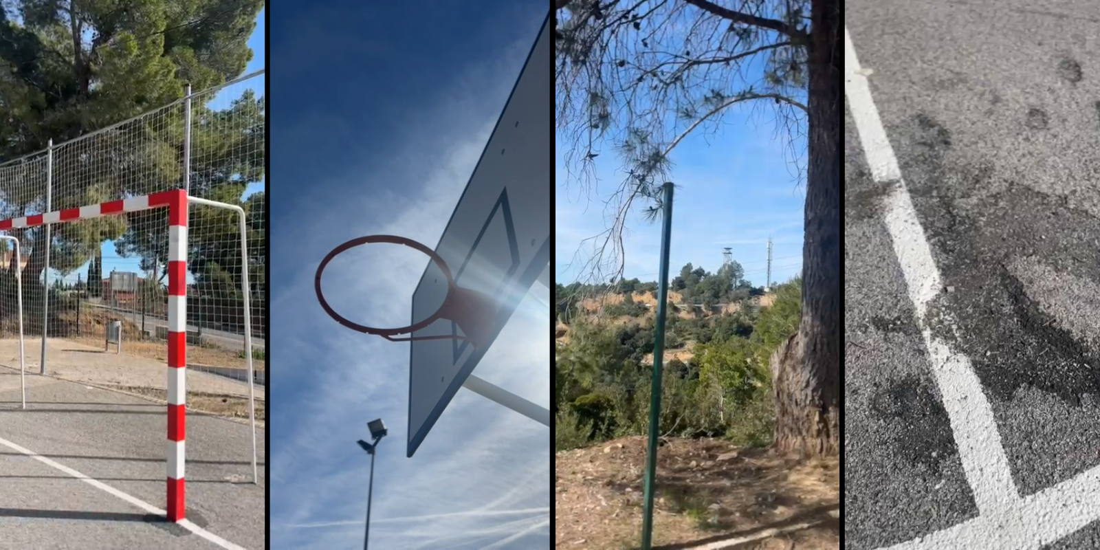 Porteries i cistelles sense xarxes, manca de reixes perimetrals o un sot al paviment a la pista esportiva de VallèsPark FOTO: Cedida