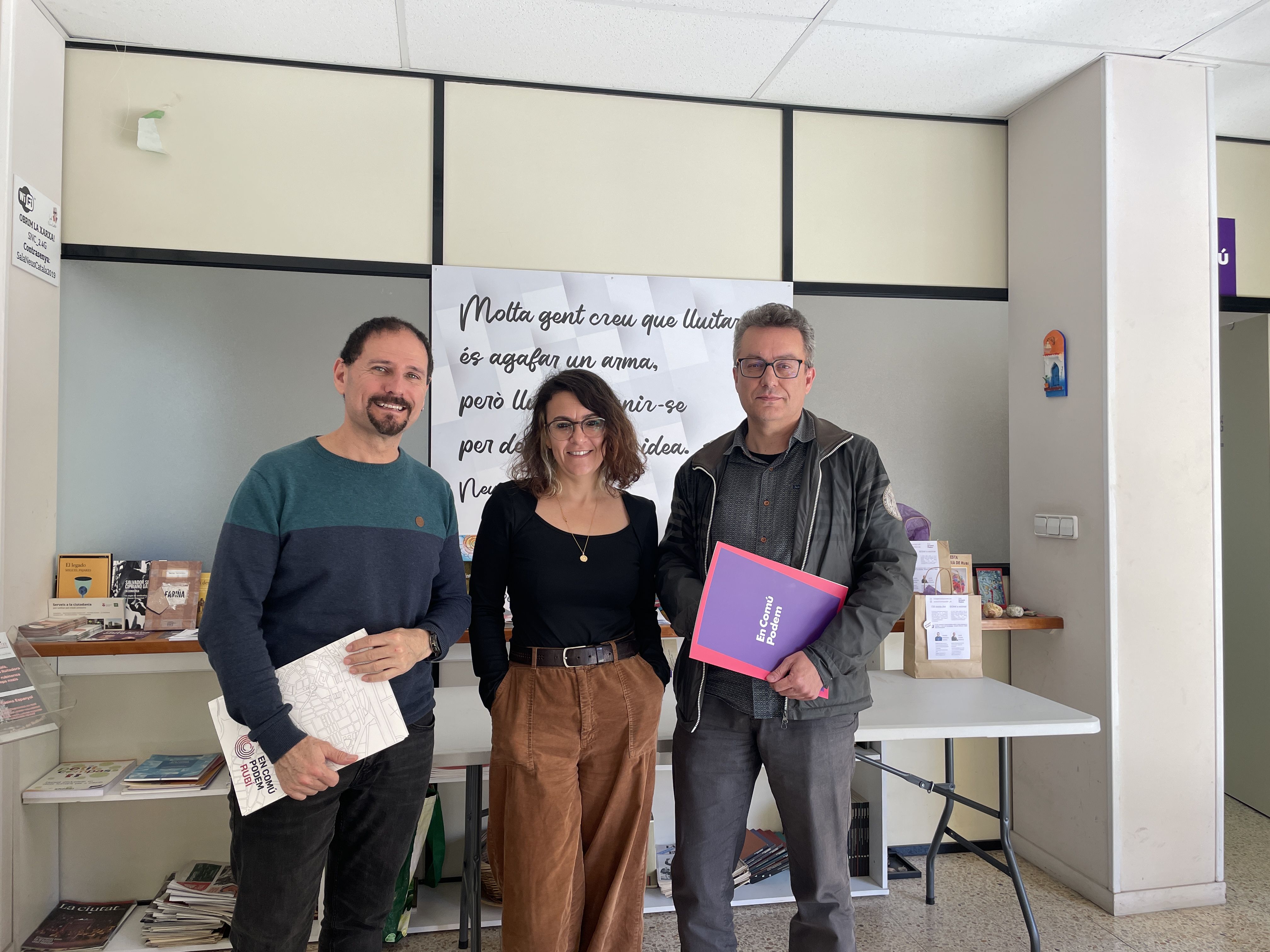 Jordi Arnaiz, Ànnia Garcia i Andrés Medrano, d'En Comú Podem FOTO: Marta Casas