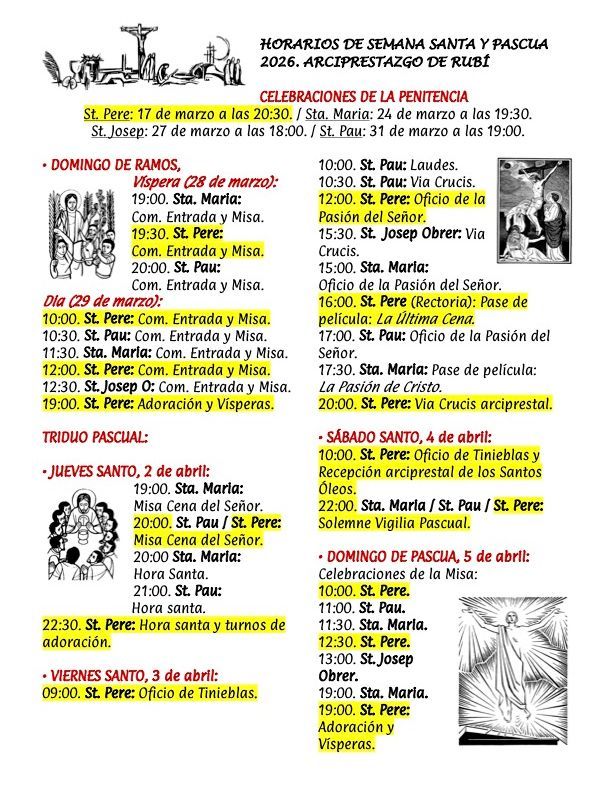 Programació completa de la Setmana Santa i la Pasqua