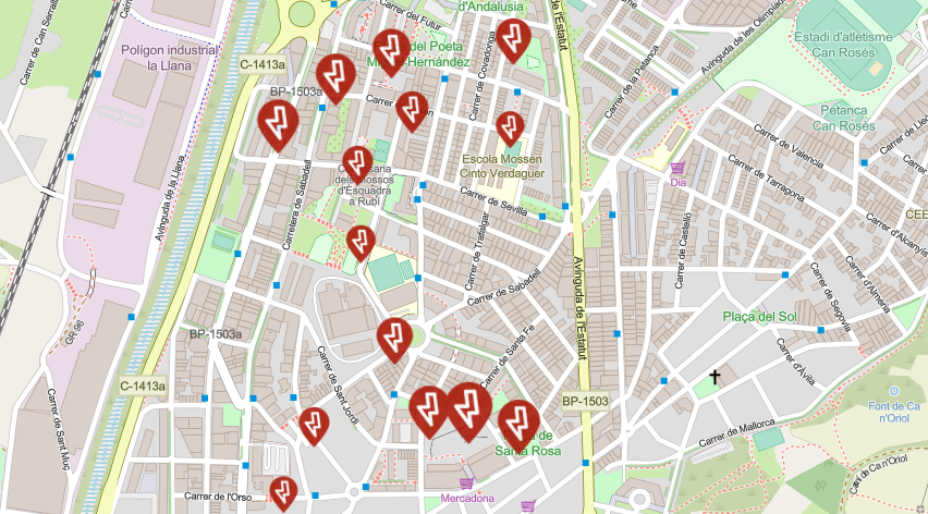 Mapa de les afectacions en el subministrament FOTO: E-Distribución