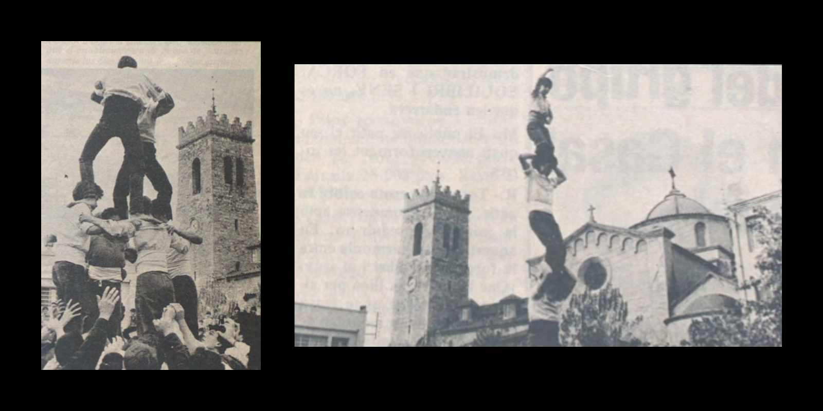 L'actuació dels primers castellers a Rubí, el 1984 FOTO: Rubricata